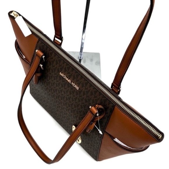 Michael Kors Large Charlotte Tote Bag & Matching Trifold Wallet Brown - Picture 7 of 14